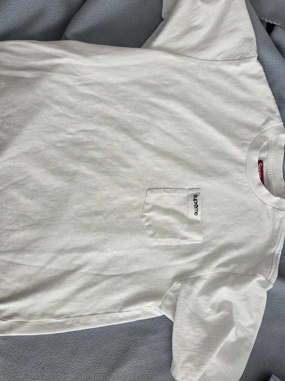 Supreme White Chest Pocket Tee with Logo Tag